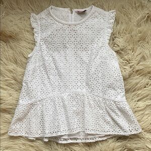 Kate Spade White Eyelet Flounce Top